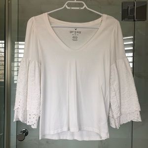 American Eagle White 3/4 Length Sleeve